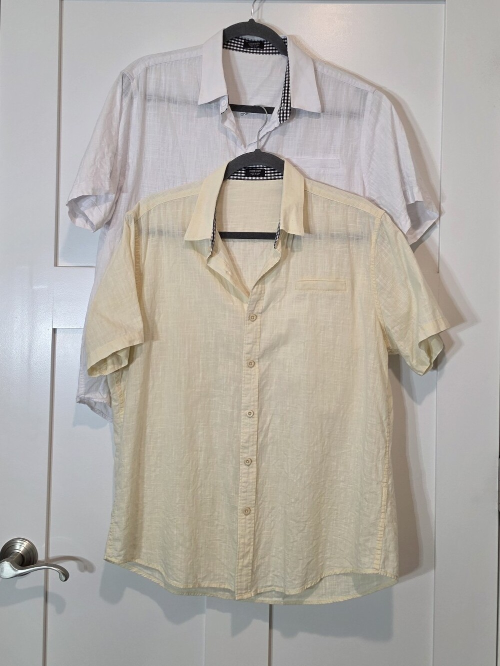 Coofandy Cotton Button Down Shirts Lot Of 2 White Pale Yellow Size Large